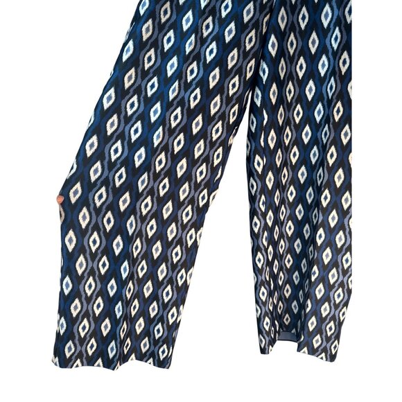 ZARA Small Wide-Leg Pants Ikat Pattern Elastic Waist Polyester - Picture 5 of 14